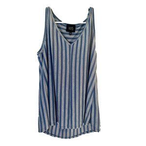 W5 Textured Striped Print V Neck Blue Tank Top Medium Summer Casual